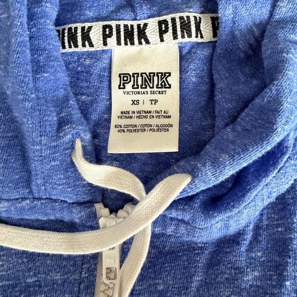PINK Victoria's Secret Blue Hoodie with White Drawstrings - Picture 6 of 6